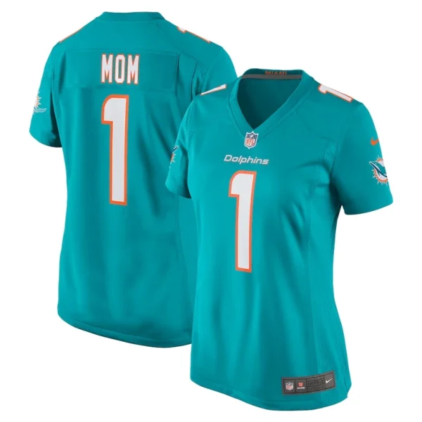 Number 1 mom miami dolphins nike womens game jersey Aqua