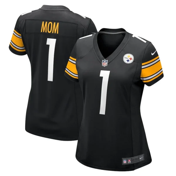 Number 1 mom pittsburgh steelers nike womens game jersey Black