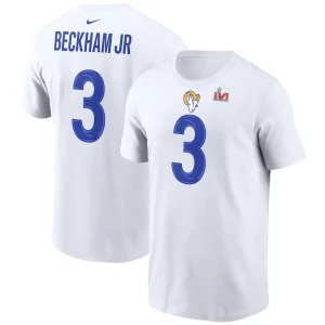 Odell beckham jr. los angeles rams nike super bowl lvi name number t shirt White