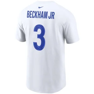 Odell beckham jr. los angeles rams nike super bowl lvi name number t shirt White L