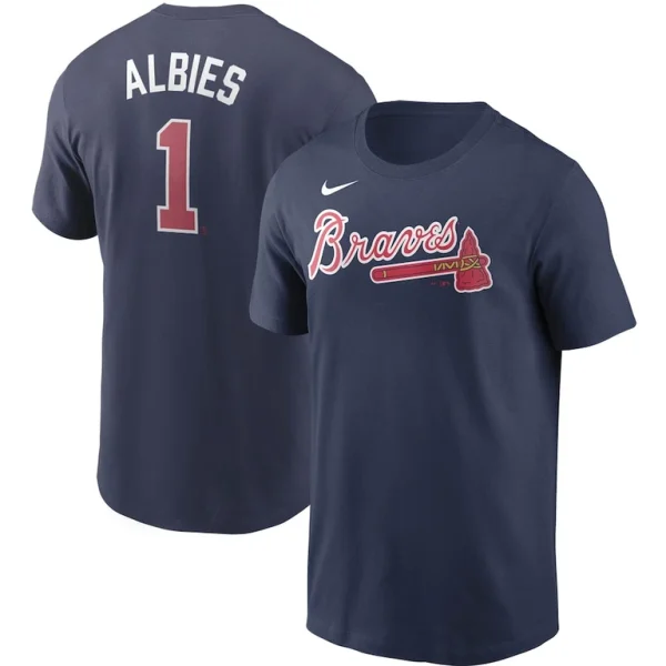 Ozzie albies atlanta braves nike name number t shirt Navy