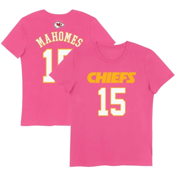 Patrick mahomes kansas city chiefs girls youth player name number t shirt Pink