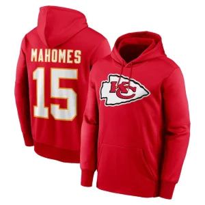 Patrick mahomes kansas city chiefs nike player name number performance pullover hoodie Red