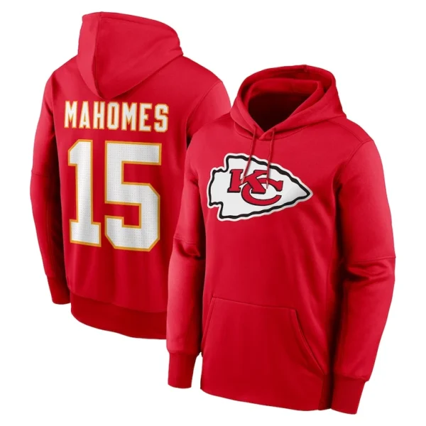 Patrick mahomes kansas city chiefs nike player name number performance pullover hoodie Red