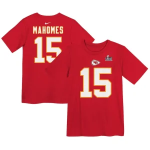Patrick mahomes kansas city chiefs nike preschool super bowl lix player name number t shirt Red