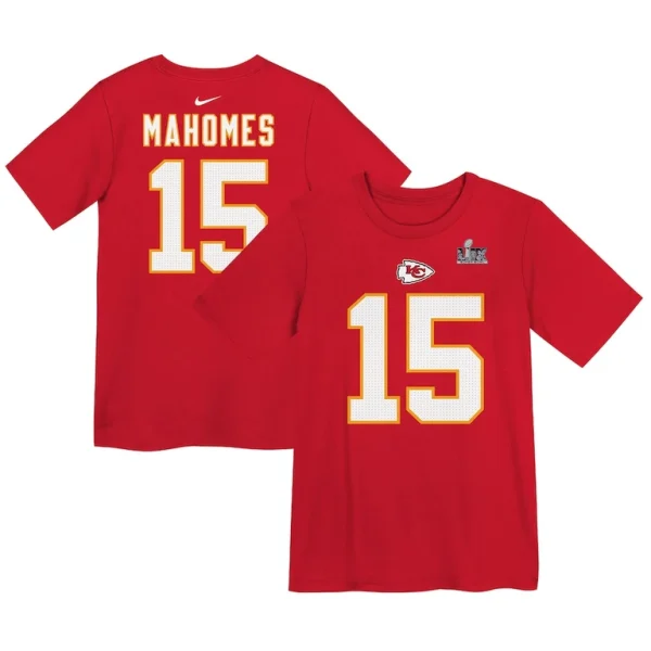 Patrick mahomes kansas city chiefs nike preschool super bowl lix player name number t shirt Red
