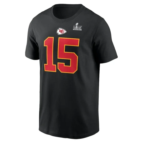 Patrick mahomes kansas city chiefs nike super bowl lix name number t shirt Black M