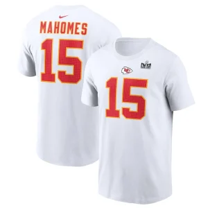 Patrick mahomes kansas city chiefs nike super bowl lviii patch player name number t shirt White