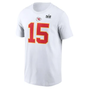 Patrick mahomes kansas city chiefs nike super bowl lviii patch player name number t shirt White M