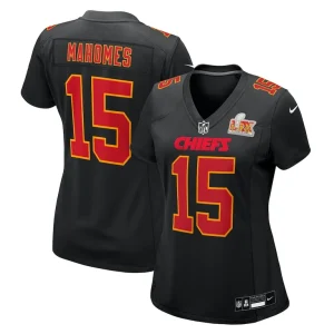 Patrick mahomes kansas city chiefs nike womens super bowl lix fashion game jersey Carbon black