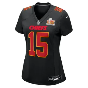 Patrick mahomes kansas city chiefs nike womens super bowl lix fashion game jersey Carbon black M