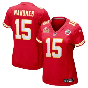 Patrick mahomes kansas city chiefs nike womens super bowl lix game jersey Red