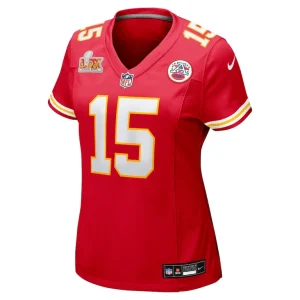 Patrick mahomes kansas city chiefs nike womens super bowl lix game jersey Red M