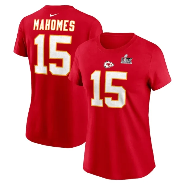 Patrick mahomes kansas city chiefs nike womens super bowl lix name number t shirt Red