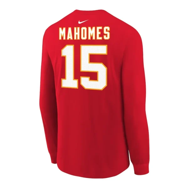Patrick mahomes kansas city chiefs nike youth player name number long sleeve t shirt Red Yth L