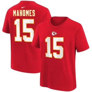 Patrick mahomes kansas city chiefs nike youth player name number t shirt Red