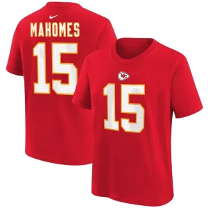 Patrick mahomes kansas city chiefs nike youth player name number t shirt Red