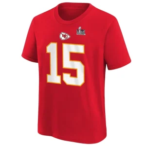Patrick mahomes kansas city chiefs nike youth super bowl lix player name number t shirt Red Yth M