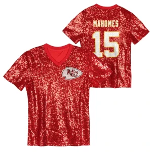 Patrick mahomes kansas city chiefs womens player name number v neck fashion jersey Red
