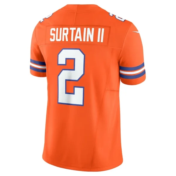 Patrick surtain ii denver broncos nike alternate mile high collection 1977 throwback vapor f.u.s.e. limited jersey Orange L