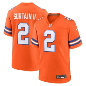 Patrick surtain ii denver broncos nike mile high collection 1977 throwback player game jersey Orange