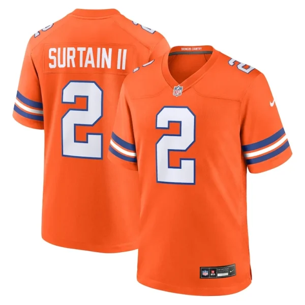 Patrick surtain ii denver broncos nike mile high collection 1977 throwback player game jersey Orange
