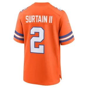 Patrick surtain ii denver broncos nike mile high collection 1977 throwback player game jersey Orange L