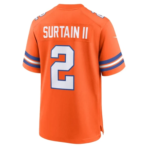 Patrick surtain ii denver broncos nike mile high collection 1977 throwback player game jersey Orange L