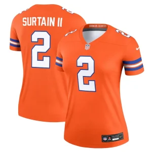 Patrick surtain ii denver broncos nike womens alternate legend player performance top Mile high collection 1977 throwback orange