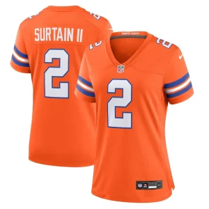 Patrick surtain ii denver broncos nike womens mile high collection 1977 throwback player game jersey Orange