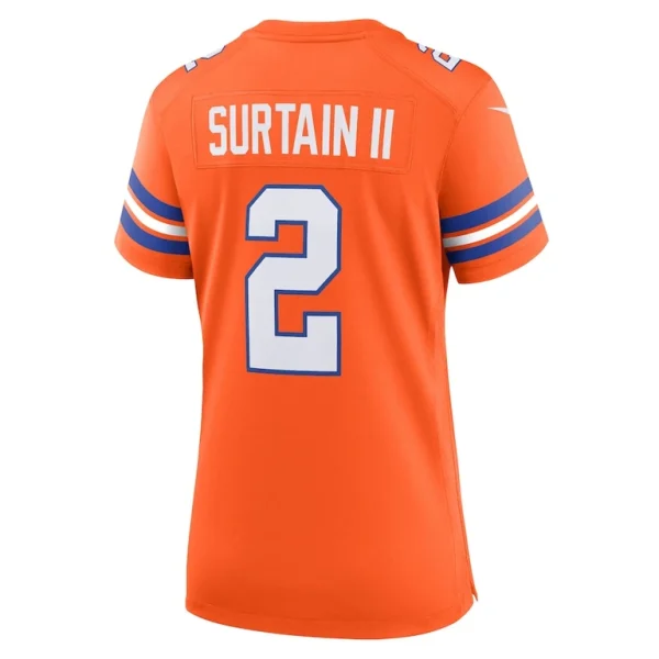 Patrick surtain ii denver broncos nike womens mile high collection 1977 throwback player game jersey Orange L