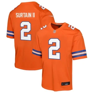 Patrick surtain ii denver broncos nike youth mile high collection 1977 throwback game jersey Orange