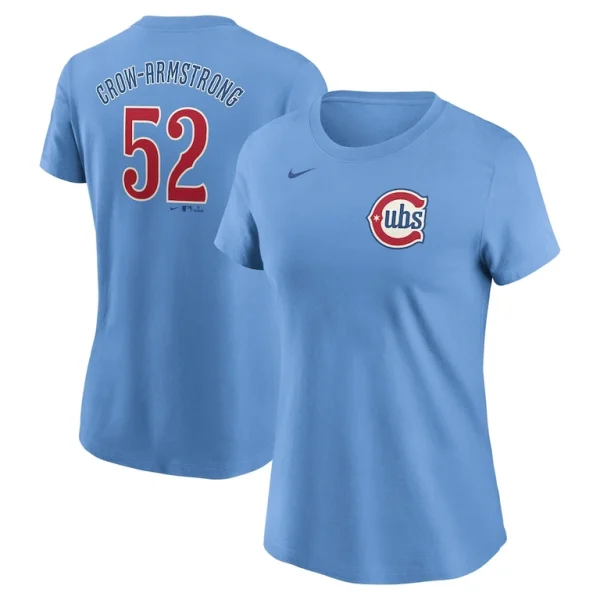 Pete crow armstrong chicago cubs nike womens fuse name number t shirt Baby blue