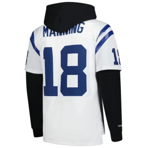 Peyton manning indianapolis colts mitchell ness player name number hoodie legacy jersey White L