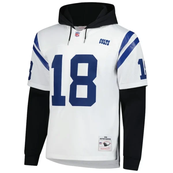 Peyton manning indianapolis colts mitchell ness player name number hoodie legacy jersey White M