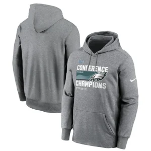 Philadelphia eagles nike 2022 nfc champions locker room trophy collection pullover hoodie Heather gray