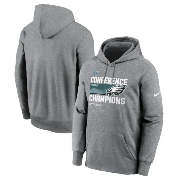 Philadelphia eagles nike 2022 nfc champions locker room trophy collection pullover hoodie Heather gray