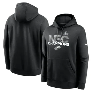 Philadelphia eagles nike 2024 nfc champions fleece pullover hoodie Black