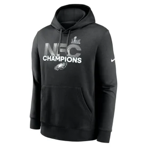 Philadelphia eagles nike 2024 nfc champions fleece pullover hoodie Black M