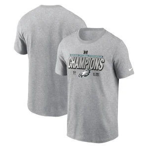Philadelphia eagles nike 2024 nfc champions locker room trophy collection extended sizes t shirt Heather gray