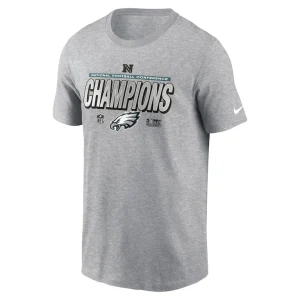 Philadelphia eagles nike 2024 nfc champions locker room trophy collection extended sizes t shirt Heather gray 4XL