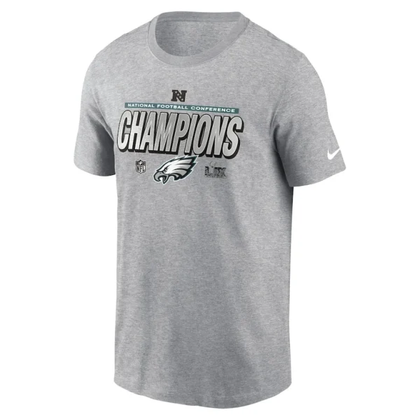 Philadelphia eagles nike 2024 nfc champions locker room trophy collection extended sizes t shirt Heather gray 4XL