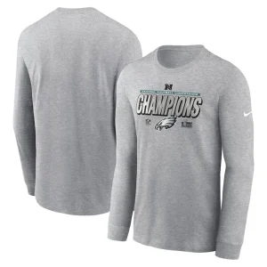 Philadelphia eagles nike 2024 nfc champions locker room trophy collection long sleeve t shirt Heather gray