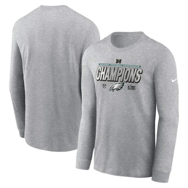 Philadelphia eagles nike 2024 nfc champions locker room trophy collection long sleeve t shirt Heather gray