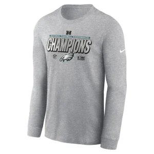 Philadelphia eagles nike 2024 nfc champions locker room trophy collection long sleeve t shirt Heather gray M