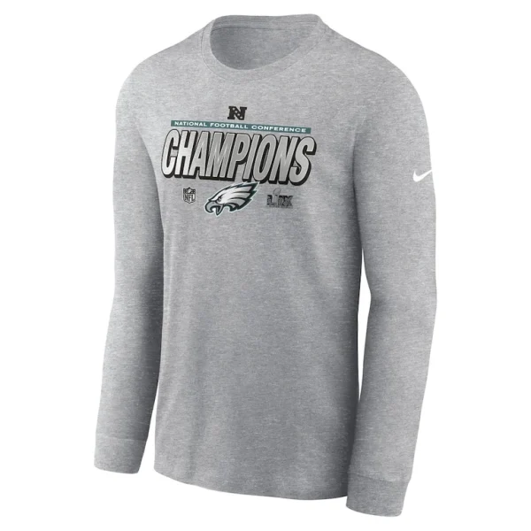 Philadelphia eagles nike 2024 nfc champions locker room trophy collection long sleeve t shirt Heather gray M