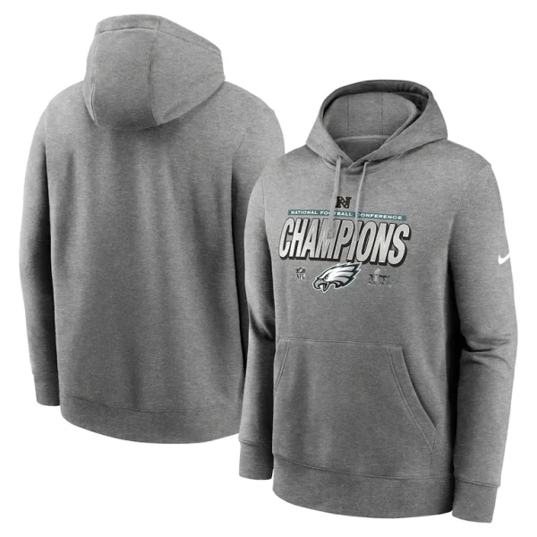 Philadelphia eagles nike 2024 nfc champions locker room trophy collection pullover hoodie Heather gray