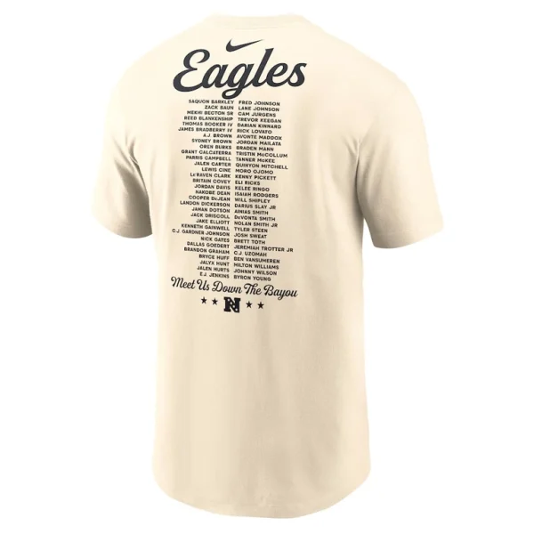 Philadelphia eagles nike 2024 nfc champions roster t shirt Cream L