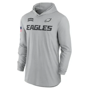 Philadelphia eagles nike 2024 salute to service lightweight performance long sleeve hooded t shirt Gray M
