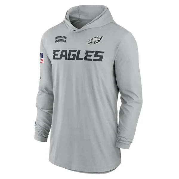 Philadelphia eagles nike 2024 salute to service lightweight performance long sleeve hooded t shirt Gray M